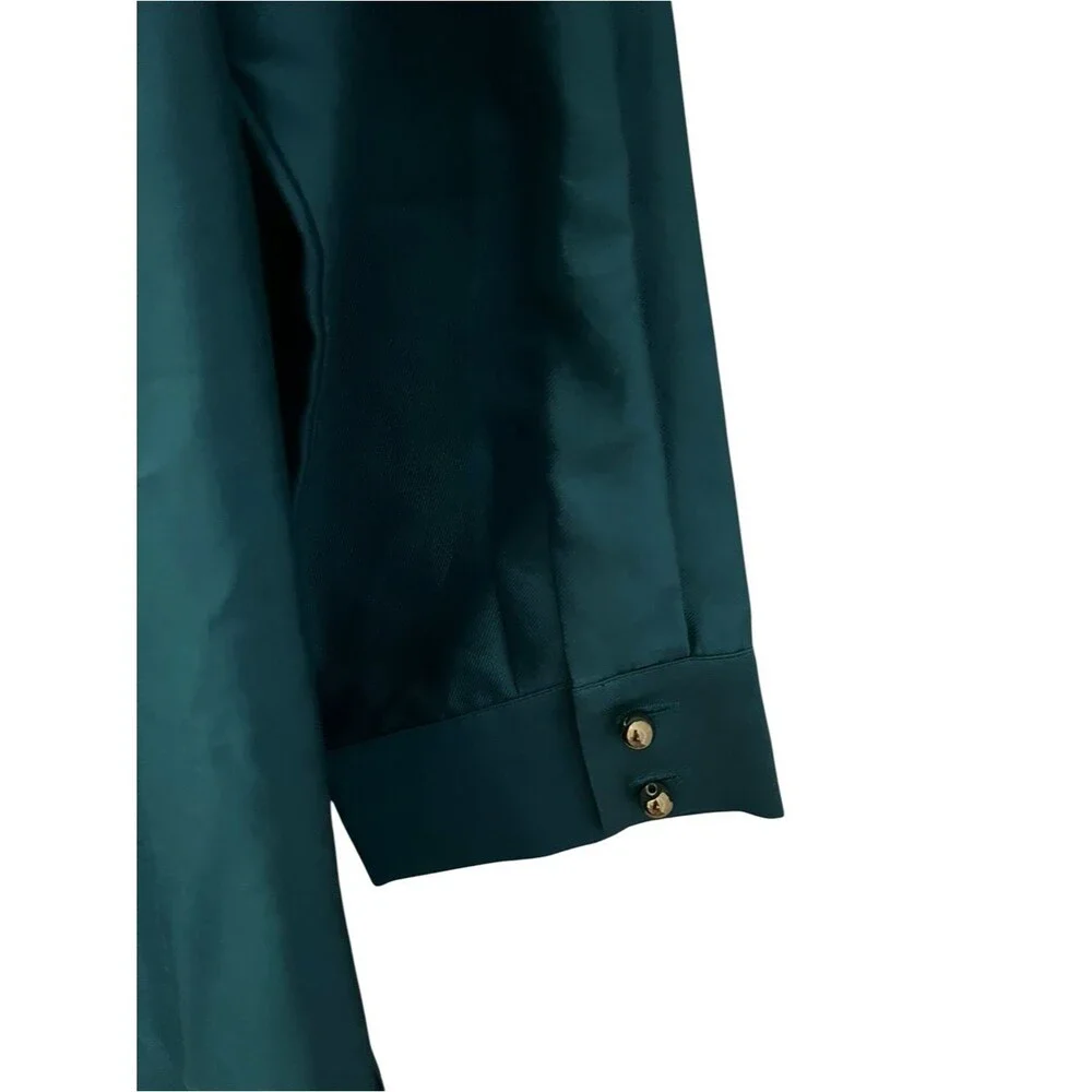Kate Spade Bethanne Mini Shirt Dress Silk Blend Teal Blue Ruffle Pockets S FLAW
